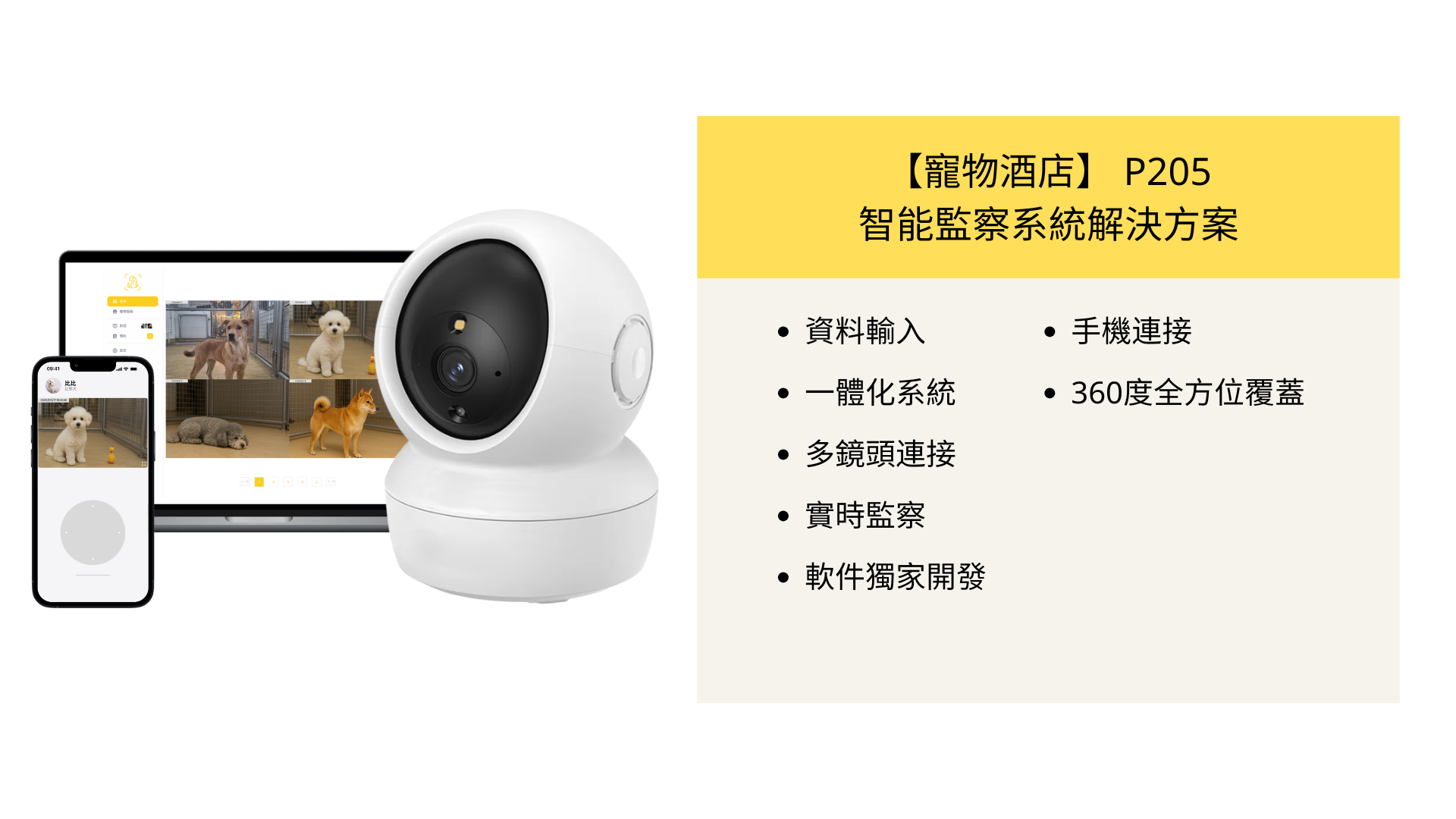 P205 360 度寵物酒店監察鏡頭與管理平台